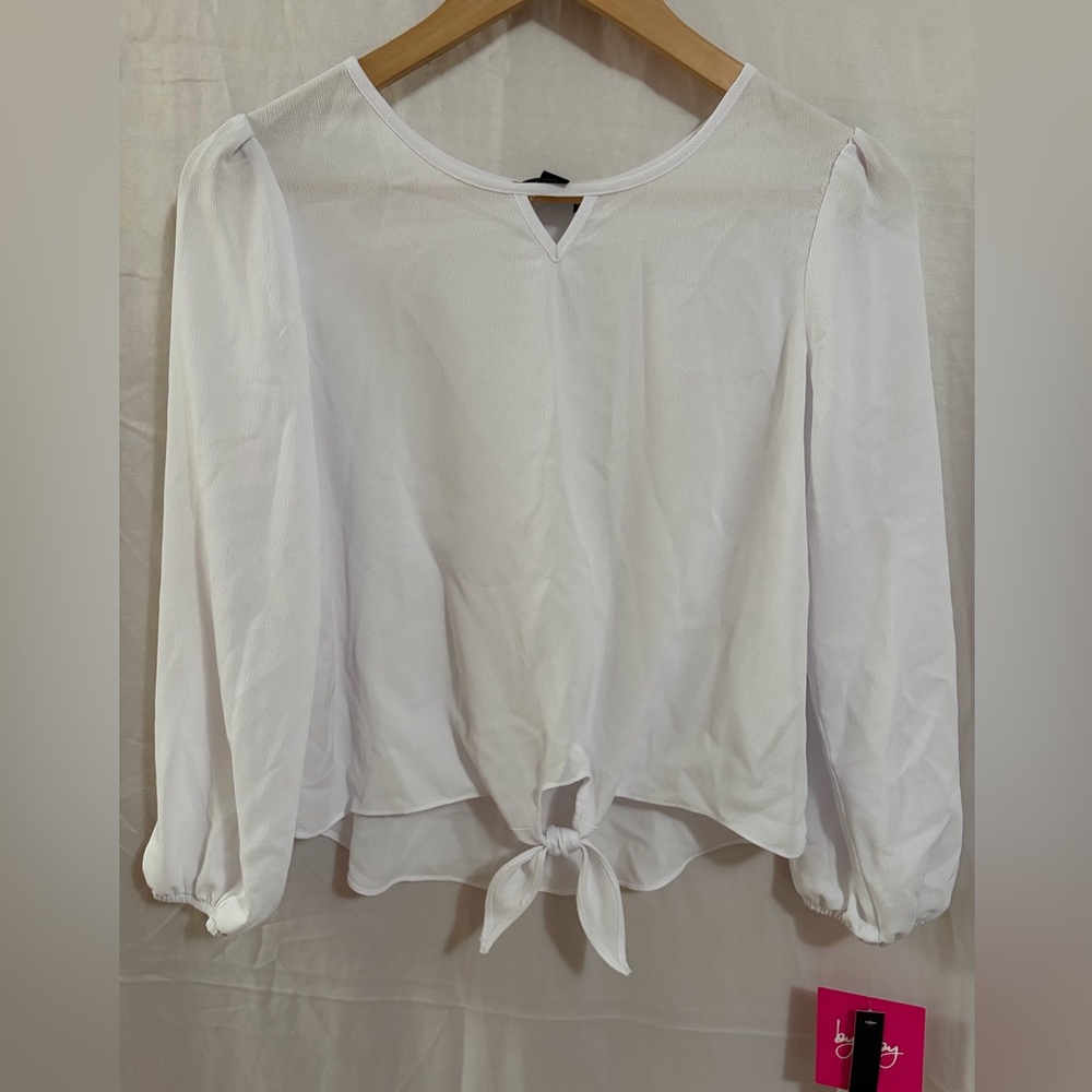 by & by White Tie-Front Blouse